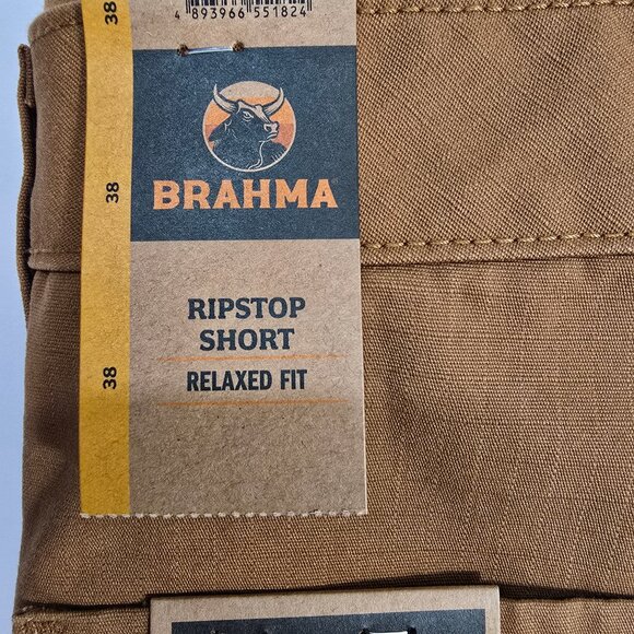 Brahma Relaxed Fit Ripstop Work Rugged Shorts Multi-Use Cargo Pocket Men's Brown - Picture 5 of 8